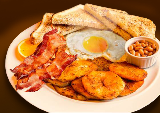 breakfast, bacon and eggs
